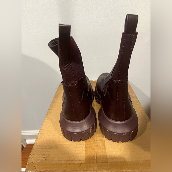 EGO STEELE CHUNKY SOLE ANKLE BIKER BOOT IN BROWN FAUX LEATHER - Picture 2 of 5